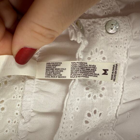 Laura Ashley Women Cami Top Medium White Textured Embroidered Spring Western - Picture 6 of 7